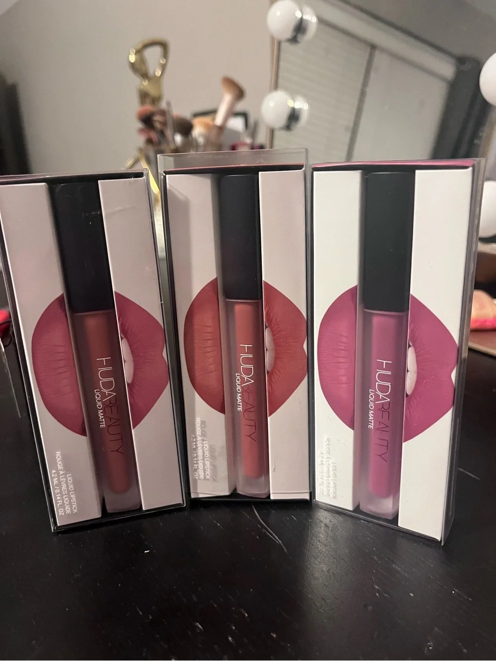Huda Beauty Matte Liquid Lipstick Trio - Perfectionist, Bombshell, Muse